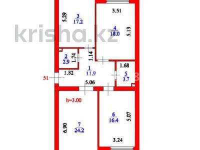 3-комнатная квартира · 94.3 м² · 4/5 этаж, Ракымжан Кошкарбаев 54 за ~ 47.2 млн ₸ в Астане, Сарайшык р-н