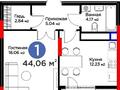 1-бөлмелі пәтер · 44 м² · 19/20 қабат, Кайым Мухамедханов 6/1, бағасы: 45.5 млн ₸ в Астане, Нура р-н — фото 2