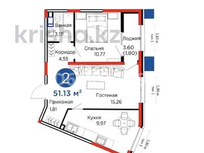2-комнатная квартира, 53 м², 6 этаж, Байдибек би 115/10 за 32 млн 〒 в Шымкенте
