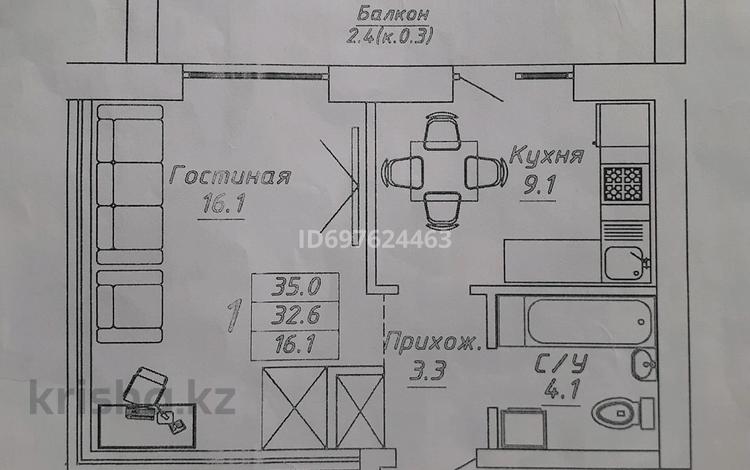 1-бөлмелі пәтер, 35 м², 5/10 қабат, Алихан Бокейхан 13 — пересечение улиц А.Бокейхана и Орынбор, бағасы: 17.5 млн 〒 в Астане, Есильский р-н — фото 2