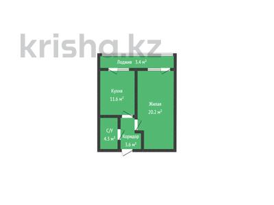 1-бөлмелі пәтер · 43.1 м² · 7/9 қабат, Зелёная 25/1блокБ, бағасы: 22.8 млн ₸ в Костанае