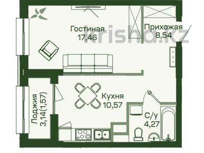 1-бөлмелі пәтер · 42.41 м² · 3/17 қабат, Шамши Калдаяков 60Б, 60А, бағасы: 22 млн ₸ в Астане, Сарайшык р-н