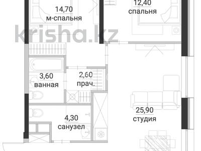 3-бөлмелі пәтер · 70 м² · 5/12 қабат, Макатаева - Байтурсынова 129/4, бағасы: 58 млн ₸ в Алматы, Алмалинский р-н