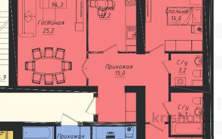 3-комнатная квартира · 95 м² · 8/12 этаж, Улы Дала 40 — Казыбек би. пр. Туран. за 49 млн ₸ в Астане, Нура р-н — фото 2
