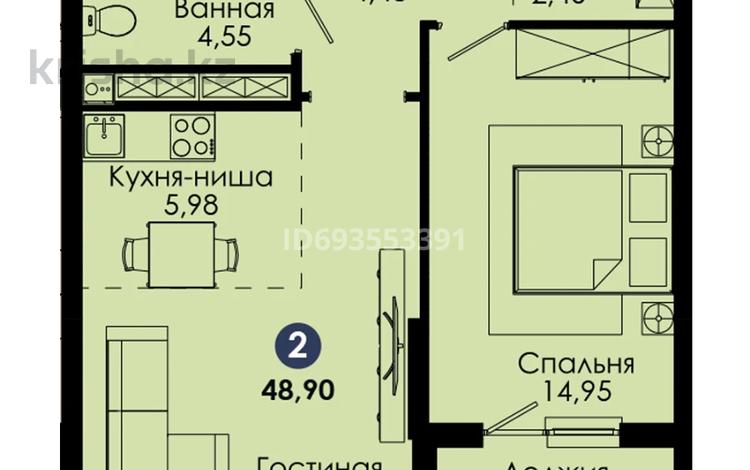 2-комнатная квартира, 49 м², 14/16 этаж, Тауелсиздик — Бауыржана Момышулы за 25.9 млн 〒 в Астане, Алматы р-н — фото 2