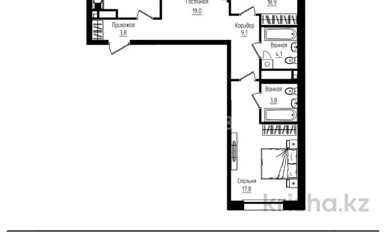 3-комнатная квартира · 94 м² · 8/12 этаж, Ауэзова 3г/2 за 73 млн ₸ в Алматы, Алмалинский р-н — фото 2