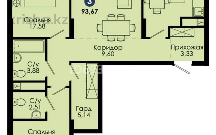 3-комнатная квартира, 95 м², 9/12 этаж, Тауелсиздик 47 — Бауыржана Момышулы за 50.2 млн 〒 в Астане, Алматы р-н — фото 2