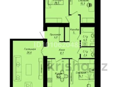 4-комнатная квартира · 116.2 м² · 6/12 этаж, пересечение ул Казыбек Би и Е75,Е77 (рядом с пересечением улиц Туран и Улы дала) 40 за 75 млн 〒 в Астане, Нура р-н