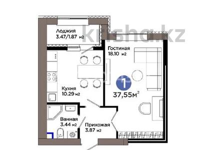 1-бөлмелі пәтер · 37.55 м² · 11/12 қабат, Е 909 29 — Пр. Улы дала/ул. Айтматова, бағасы: 26.3 млн ₸ в Астане, Нура р-н