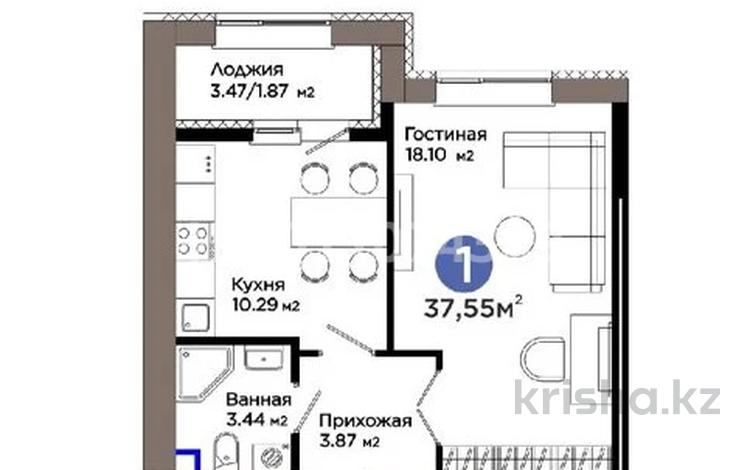1-бөлмелі пәтер · 37.55 м² · 11/12 қабат, Е 909 29 — Пр. Улы дала/ул. Айтматова, бағасы: 26.3 млн ₸ в Астане, Нура р-н — фото 7