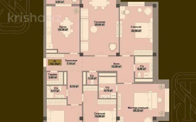 5-комнатная квартира · 182.34 м² · 4/5 этаж, Саздинское лесничество за ~ 67.5 млн 〒 в Актобе — фото 2