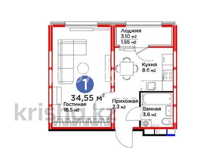 1-бөлмелі пәтер, 35 м², 3/9 қабат, Улы Дала 46, бағасы: 16.5 млн 〒 в Астане, Есильский р-н