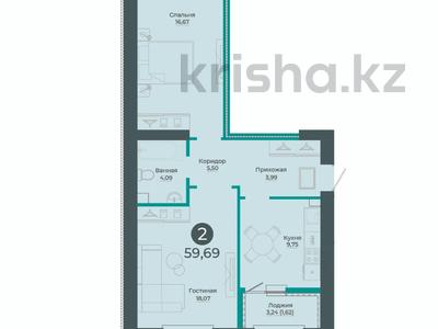 2-бөлмелі пәтер · 59.69 м² · 4/9 қабат, Толе би 10/1, бағасы: ~ 27.5 млн ₸ в Астане, Есильский р-н