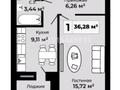 1-бөлмелі пәтер · 38 м² · 3/9 қабат, Байтурсынова — за новым вокзалом, бағасы: 17.5 млн ₸ в Астане, Сарайшык р-н — фото 3
