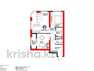 2-бөлмелі пәтер, 69.45 м², 21/22 қабат, Кунаева, бағасы: ~ 60.4 млн 〒 в Шымкенте, Аль-Фарабийский р-н