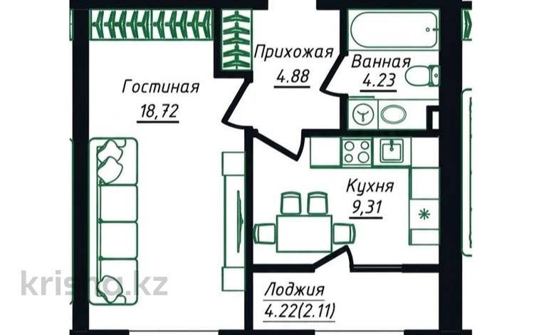 1-бөлмелі пәтер · 38.6 м² · 4/12 қабат, Жумекен Нажимеденов 26, бағасы: 27 млн ₸ в Астане, Сарайшык р-н — фото 4