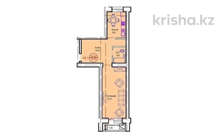 1-комнатная квартира, 50.49 м², 8/12 этаж, Тауелсиздик 34/8 — Пр Б.Момышулы за ~ 13 млн 〒 в Астане, Алматы р-н — фото 2