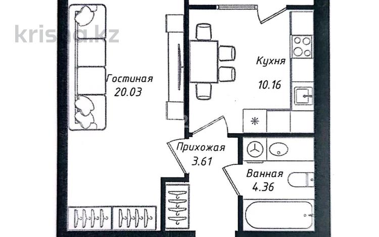 1-комнатная квартира · 40.02 м² · 12/12 этаж, Просп. Улы Дала 38/3 за 26.8 млн ₸ в Астане, Нура р-н — фото 2