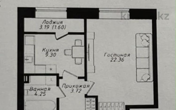 1-комнатная квартира · 40 м² · 9/12 этаж, Жубан Молдагалиев за 23.5 млн ₸ в Астане, Нура р-н — фото 2