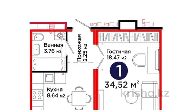 1-бөлмелі пәтер · 35 м² · 12/13 қабат, С 902 8, бағасы: 24 млн ₸ в Астане, Сарыарка р-н — фото 2