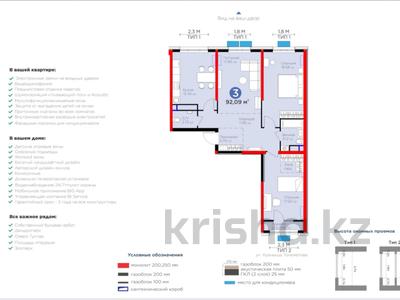 3-комнатная квартира, 93 м², 4 этаж, К. Толеметова 113 за ~ 41.8 млн 〒 в Шымкенте, Аль-Фарабийский р-н