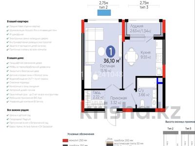1-бөлмелі пәтер · 35.23 м² · 5 қабат, Туран 57д — Толе би, бағасы: 32 млн ₸ в Астане, Нура р-н