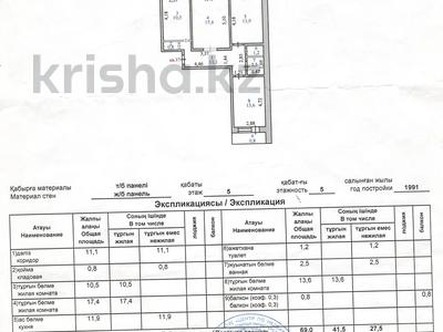 3-комнатная квартира · 69.8 м² · 5/5 этаж, куйши дина 8 за ~ 26.7 млн ₸ в Астане