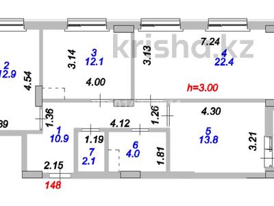3-комнатная квартира · 80 м² · 7 этаж, Жубан Молдагалиев 5 за 45.5 млн ₸ в Астане, Нура р-н
