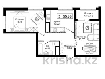 2-бөлмелі пәтер · 55 м² · 9/14 қабат, Анет Баба 4, бағасы: 38 млн ₸ в Астане, Нура р-н