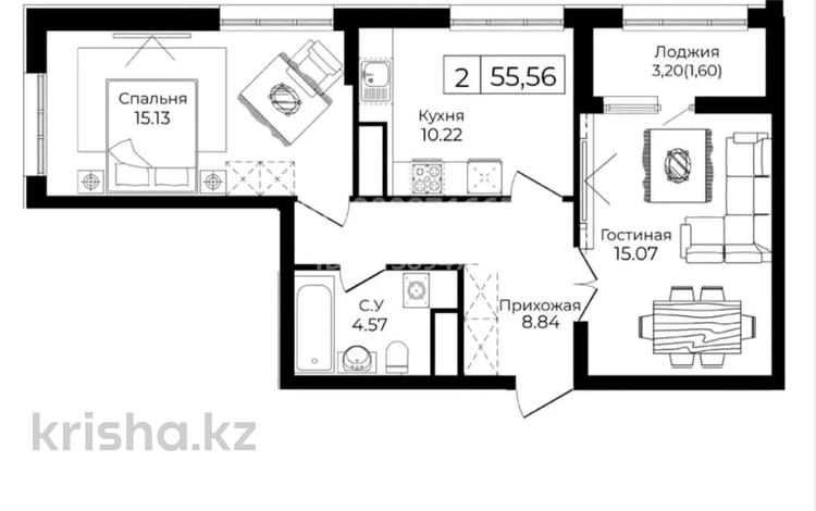 2-бөлмелі пәтер · 55 м² · 9/14 қабат, Анет Баба 4, бағасы: 38 млн ₸ в Астане, Нура р-н — фото 3