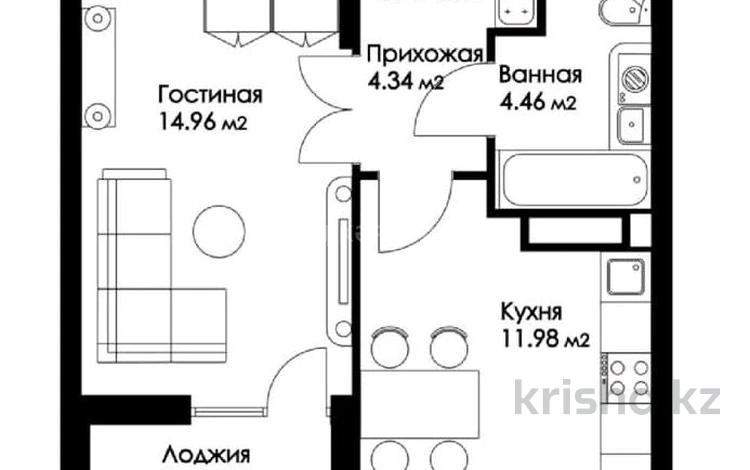 1-комнатная квартира, 37.96 м², 4/16 этаж, Сарайшык 2 — Кунаева за 29 млн 〒 в Астане, Есильский р-н — фото 2