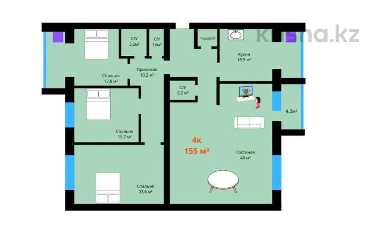 4-комнатная квартира, 155 м², 2/5 этаж, Мангилик Ел за 37.2 млн 〒 в Актобе — фото 3