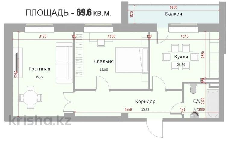 2-комнатная квартира · 71 м² · 6/9 этаж, самал 72 за ~ 23.4 млн 〒 в Уральске — фото 2