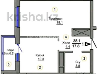 1-комнатная квартира, 38.1 м², 6/9 этаж, Мухамедханова 12/3 за 16.7 млн 〒 в Астане, Алматы р-н