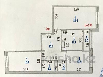 3-комнатная квартира, 87.7 м², 16/17 этаж, Хусейн Бен Талал 28 за 41 млн 〒 в Астане, Есильский р-н