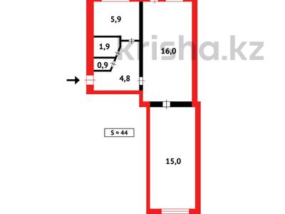 2-комнатная квартира, 47 м², 5/5 этаж, 6й микрорайон, 6й микрорайон за 11.5 млн 〒 в Караганде, Казыбек би р-н