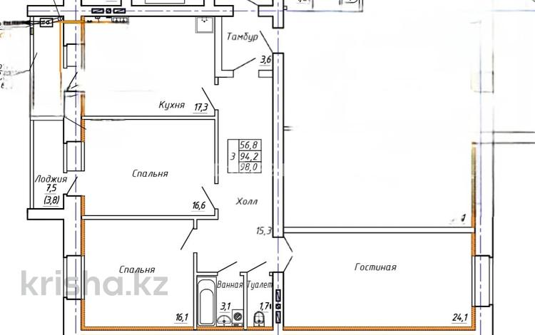 3-бөлмелі пәтер · 100 м² · 1/9 қабат, Кеменгер 36, бағасы: 34 млн ₸ в Уральске — фото 2