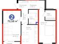 2-комнатная квартира · 72 м² · 1/14 этаж, мкр Тараз, Рыскулова 33/2 — Улица Рыскулова за 50 млн ₸ в Шымкенте, Аль-Фарабийский р-н