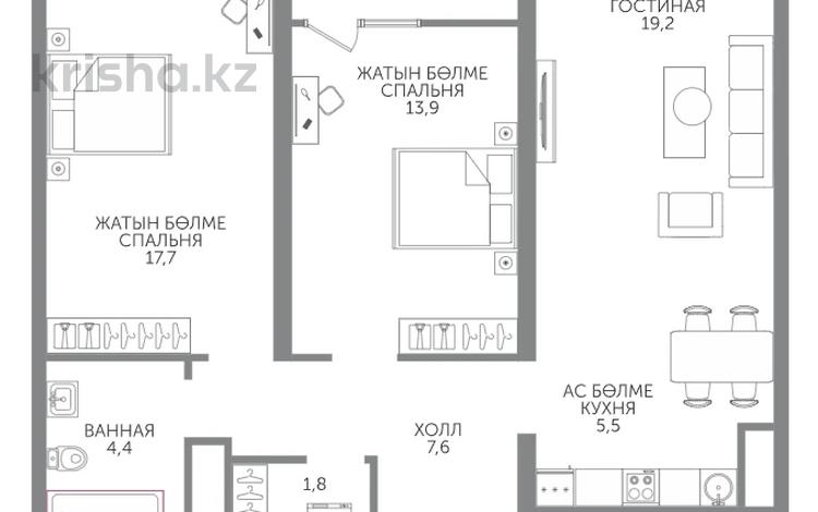 3-комнатная квартира · 72 м², Райымбека 210 — СКИДКА 10% ЗА НАЛ/ БЕЗ КОМИССИИ за ~ 53.6 млн ₸ в Алматы, Алмалинский р-н — фото 2