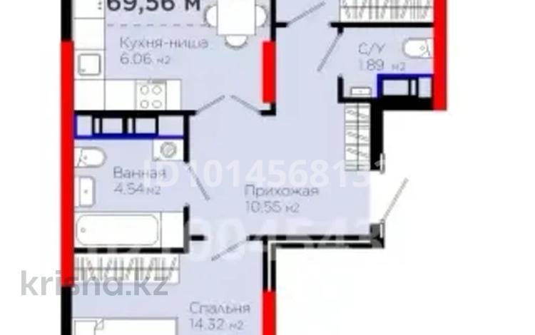 3-комнатная квартира · 70 м² · 14/14 этаж, Улы Дала 14 за 42.5 млн ₸ в Астане, Нура р-н — фото 2