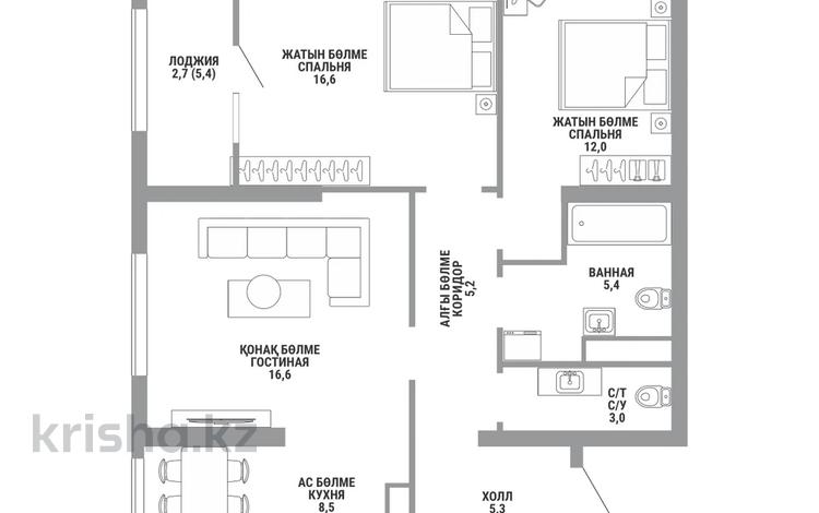 3-бөлмелі пәтер · 75.3 м² · 9/15 қабат, Райымбека 210/8 — ⭐️БЕЗ КОМИССИИ⭐️, бағасы: ~ 52.6 млн ₸ в Алматы, Алмалинский р-н — фото 2