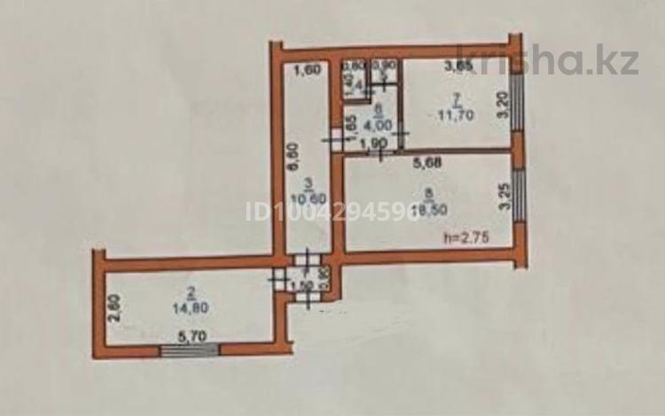 2-комнатная квартира · 62.9 м² · 1/4 этаж, Рыспек батыра 4А за 18.7 млн 〒 в Таразе — фото 2