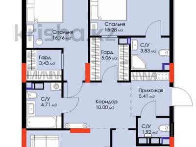 3-комнатная квартира, 105.27 м², 4/12 этаж, Толе би 52 за 72 млн 〒 в Астане
