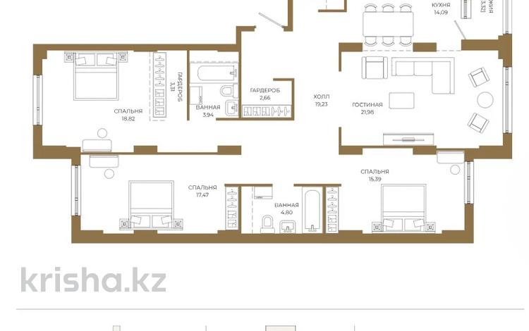 4-бөлмелі пәтер · 125.63 м² · 17/21 қабат, Достык 8/2 — БЕЗ КОМИССИИ, бағасы: ~ 93.6 млн ₸ в Астане, Есильский р-н — фото 2