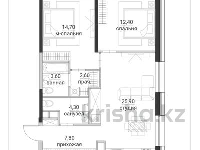 3-бөлмелі пәтер · 69 м² · 4/12 қабат, Макатаева - Байтурсынова 1, бағасы: 63 млн ₸ в Алматы, Алмалинский р-н