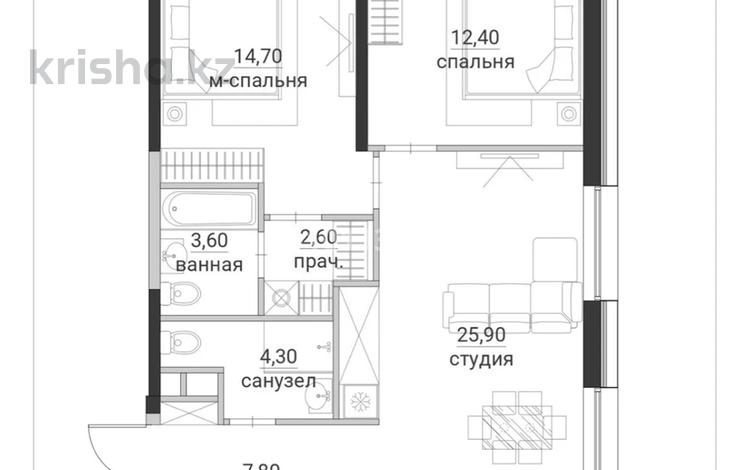 3-бөлмелі пәтер · 69 м² · 4/12 қабат, Макатаева - Байтурсынова 1, бағасы: 63 млн ₸ в Алматы, Алмалинский р-н — фото 5