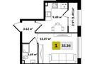 1-бөлмелі пәтер · 33.36 м² · 3/9 қабат, Туркестан 115, бағасы: 20.8 млн ₸ в Алматы