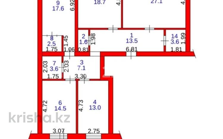 4-бөлмелі пәтер · 130 м² · 4/5 қабат, ул. Жанибека Карменова 14, бағасы: 66 млн ₸ в Семее, Красный Кордон — фото 2