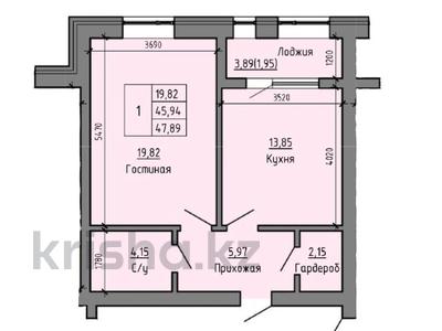 1-комнатная квартира, 47.98 м², 2/5 этаж, тауелсиздик за ~ 14.4 млн 〒 в Актобе