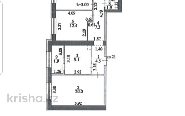 3-комнатная квартира · 75.6 м² · 6/9 этаж, Тынышбаева 10 за 40 млн ₸ в Астане, Сарайшык р-н — фото 15
